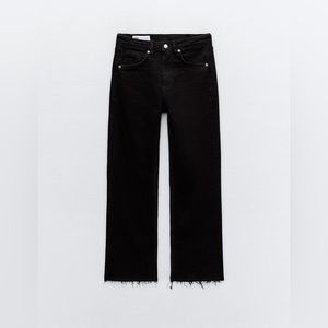 ZARA ‘FLARED’ CROPPED HIGH WAIST TRF JEANS (BLACK)